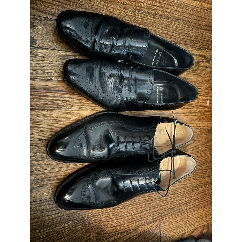Gravati Dress Shoes Black Lace up And Loafers Shoes Men's Size 9 M Lot Of 2
